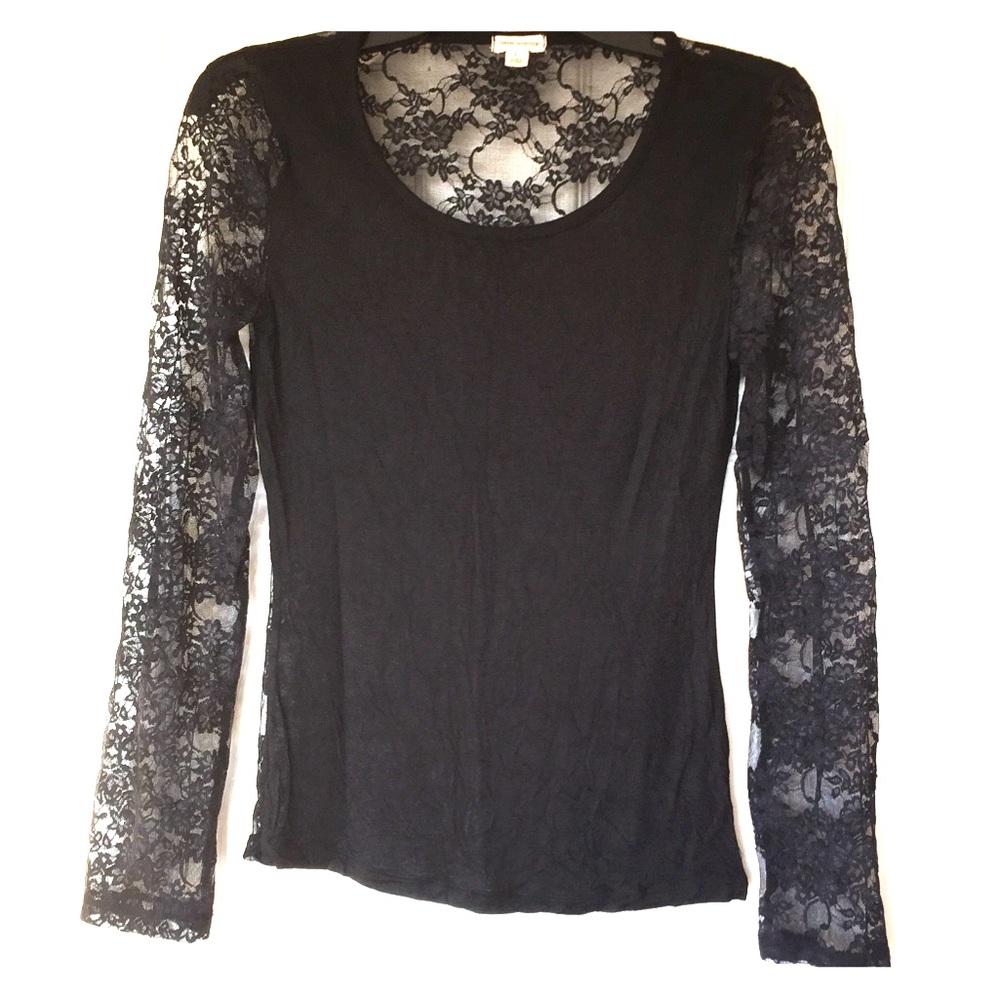 Zenana Outfitters Black Lacy Long Sleeved Top